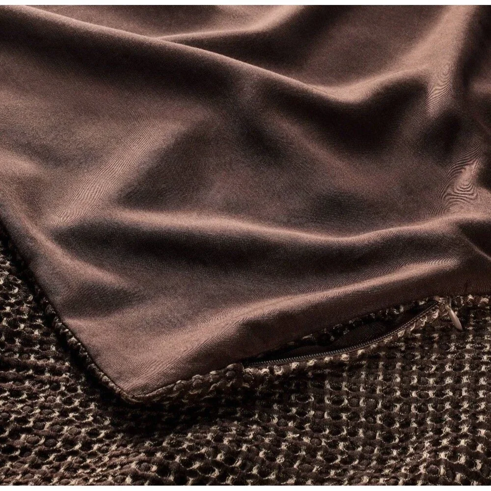 SET Full/Queen Textured Waffle Coverlet & 2 Standard Shams Dark Fig-Casaluna NEW